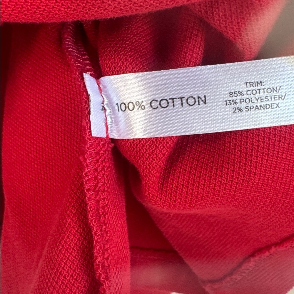 NEW With Tag Red Long Sleeve Cotton Polo Dress with Hem Detail - Picture 4 of 7